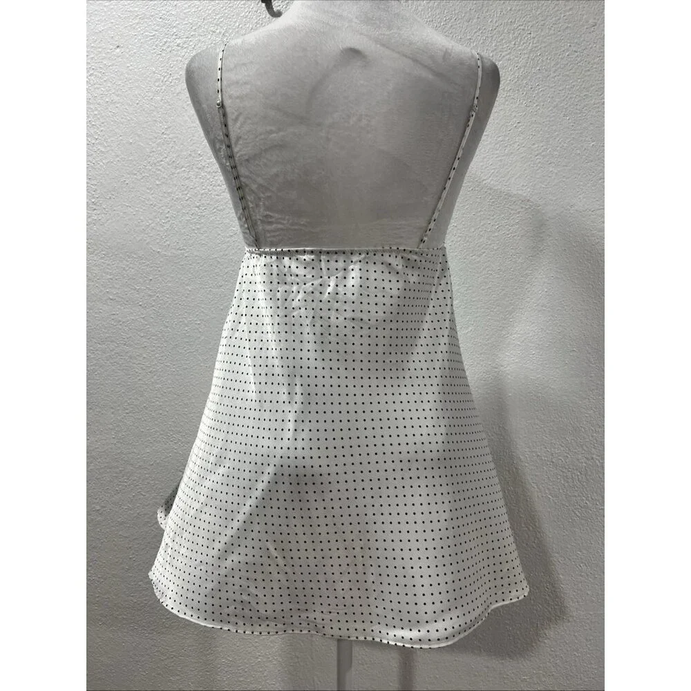Vtg VICTORIA’S SECRET White Polka Dot  Satin Babydoll Cami Top Fairy Y2k 2000s M - Picture 5 of 12